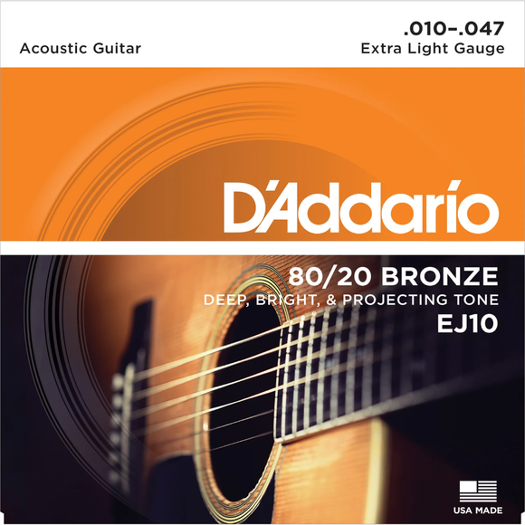 D'addario EJ10 Extra Light 10-47 Acoustic Strings
