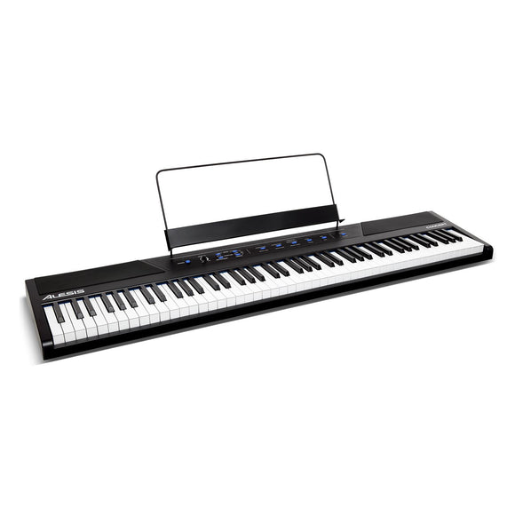 The Alesis Concert is a full-featured digital piano with 88 full-sized semi-weighted keys with adjustable touch response. The Concert features 10 realistic built-in voices: Acoustic Piano, Bright Piano, Electric Piano, Harpsichord, Drawbar Organ, Church Organ, Synth, Strings, Bass and Clavi.