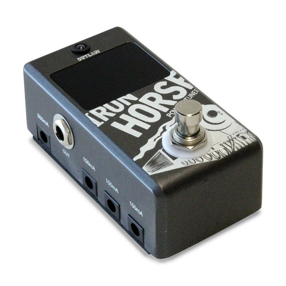 Streamline your pedal board by eliminating individual power cords/wall adapters with the Outlaw Effects Iron Horse Power Supply w/ Built-in Tuner which provides Eight 9V DC outputs, two offering 500mA and six offering 100mA and an Integrated precision chromatic tuner is quick, accurate, and has an easy-to-read LCD screen. 