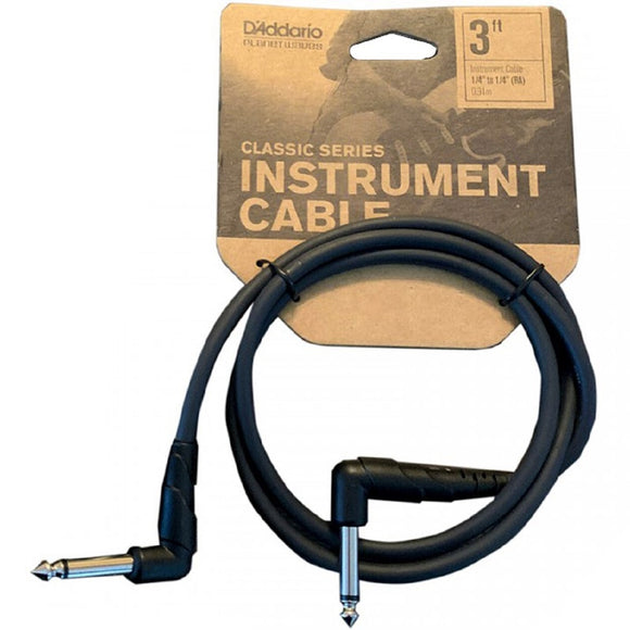 D'addario Classic Series Right-Angle Instrument Cable - 3'