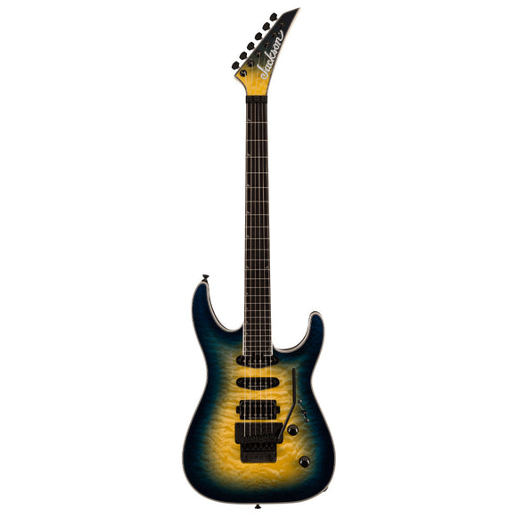 Jackson Pro Plus Series Soloist SLA3Q Electric Guitar - Ebony Fingerboard, Amber Blue Burst