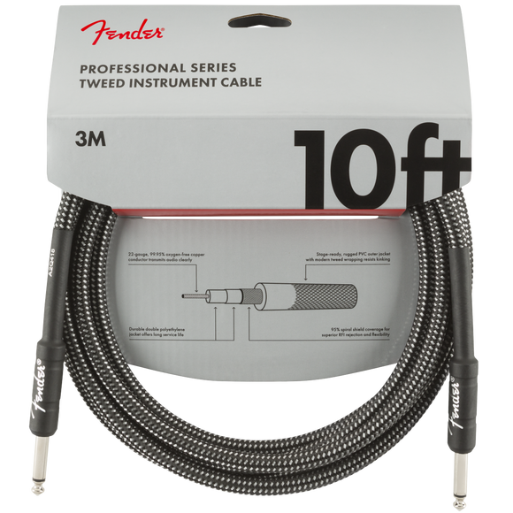 Fender 10' Professional Instrument Cable - Black Tweed