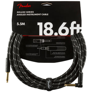 Fender Deluxe Series 18.6' Right Angle Instrument Cable - Black Tweed