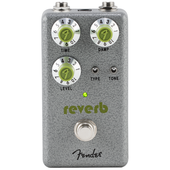 The Hammertone™ Reverb delivers three classic reverb effects – Hall, Room and Plate – in a compact stomp that will integrate seamlessly into your rig. Powerful damping control and tone switch offer supreme flexibility, while the Fender-designed on-board reverb tones are perfect for subtle to extreme ambience.