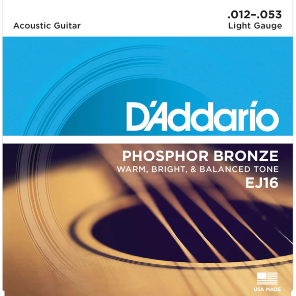 D'Addario EJ16 Light 12-53 Phosphor Bronze Acoustic Strings