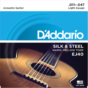 D'Addario EJ40 Light 11-47 Silk & Steel Folk Guitar Strings