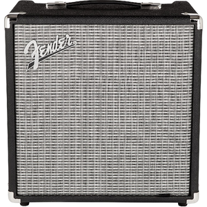 The all-new Fender Rumble Series is a mighty leap forward in the evolution of portable bass amps. With its beefier power amp and larger, ported speaker enclosure, the Rumble 25 pumps greater volume and deeper bass response. In addition to standard volume and EQ controls, the Rumble 25 adds a newly-developed overdrive circuit and switchable Contour control, delivering gritty bite and slap-worthy punch at the mere push of a button.