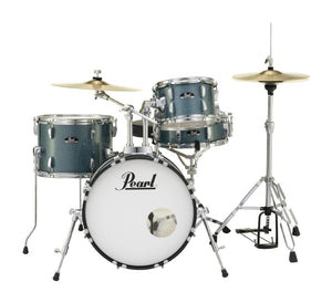Pearl Roadshow 4-Piece Drum Set w/Cymbals, 18" Bass Drum, Aqua Blue Glitter