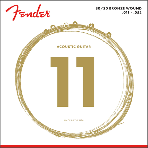 Fender acoustic guitar strings with nickel wound, gauge 11-50. Perfect for a bright and balanced tone.