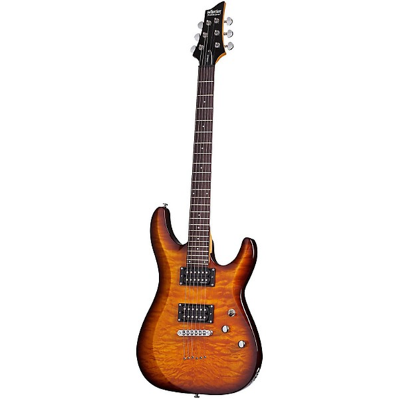 The Schecter C-6 Plus Electric Guitar packs a lot of features to make it a great value for the price. It sports a comfortable basswood body with a bolt-on maple neck. The rosewood fingerboad has a 14