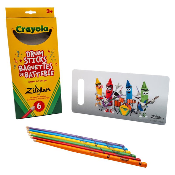 Zildjian Crayola Drum Sticks - 6 pack w/ Practice Pad