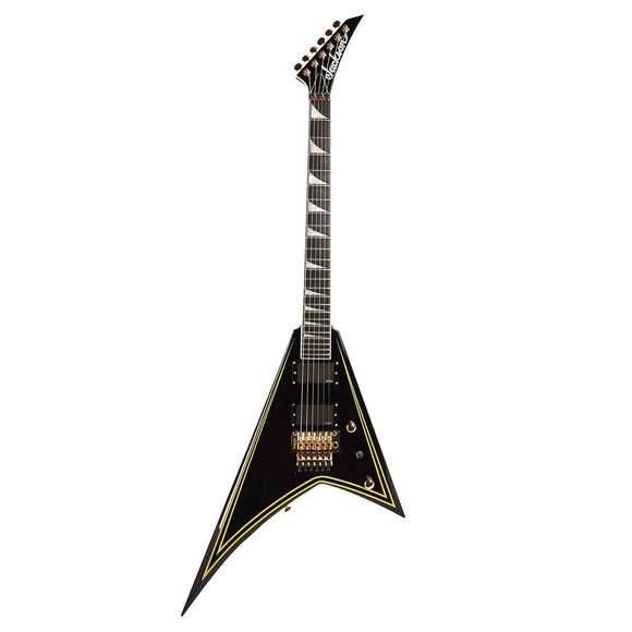 Jackson MJ Series Rhoads RR24MG Electric Guitar - Ebony Fingerboard, Black with Yellow Pinstripes