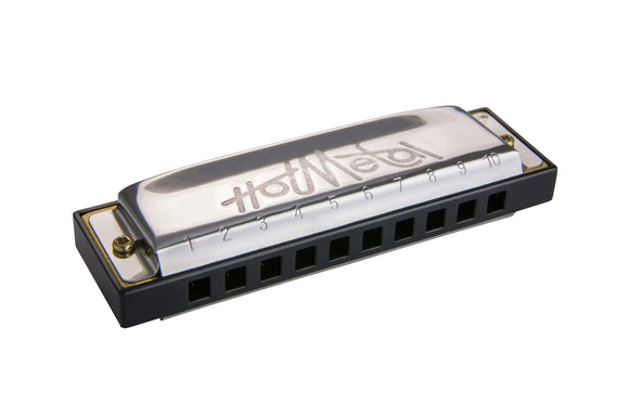 Hohner's diatonic harmonicas set the industry standard through their high quality construction, excellent response and unsurpassed tone. Richter tuning and undivided air channels allow for bending and overblowing the reeds, creating the signature wailing sound typical of the Hohner Hot Metal Harmonica Key of A.