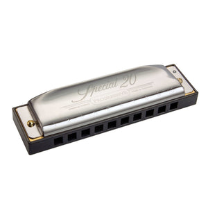 Awesome response, superior bendability and the sweetest tone ever. The Hohner Special 20 harp is the first choice for those learning to play. Its special airtight design makes it the most recommended go-to harp for harmonica players of any style, including blues, country, folk or rock.