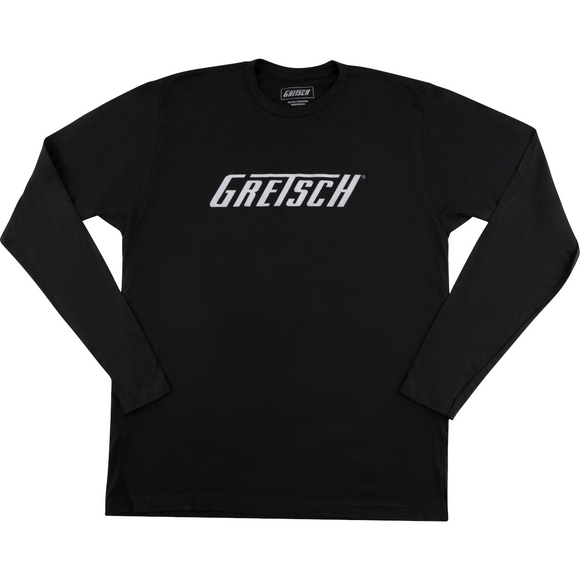 Stay warm all winter long with this black Gretsch® Long Sleeve Logo T-Shirt! It features the Gretsch® logo in white on the chest.