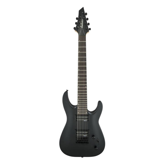 The Jackson JS22-7 Dinky Arch Top 7-String - Satin Black features a 26.5” scale length for better low-end articulation, a lightweight and resonant poplar body with an arched top and a bolt-on maple neck with graphite reinforcement and scarf joint for rock-solid stability.