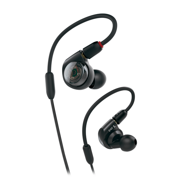 The proprietary dual phase push-pull driver design of the Audio-Technica ATH-E40 professional in-ear monitor headphones provides improved fidelity and efficiency. These headphones deliver powerful bass along with balanced mid and high frequencies to convey the full emotion of the music from the stage to the street.