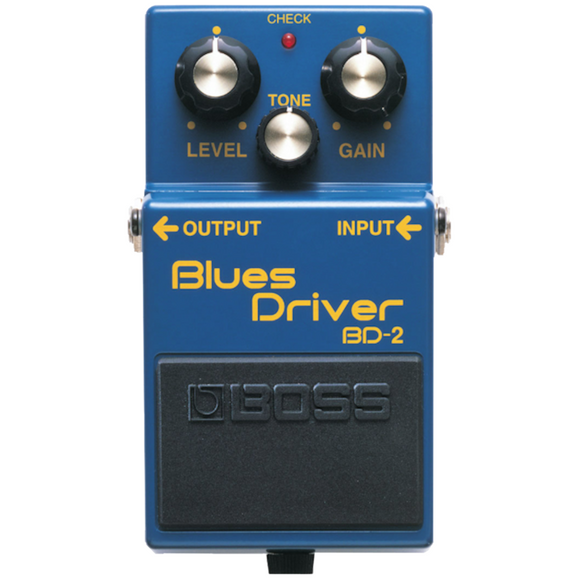 The Boss BD-2 Blues Driver delivers the creamy, yet crunchy sound associated with great blues guitar. This popular pedal provides instant access to the kind of warm overdrive and emotive distortion usually reserved for 30-year-old tube amps.