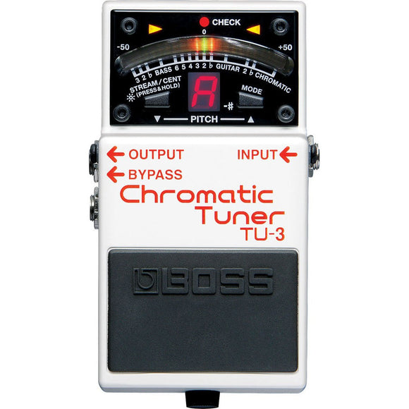 The world’s top-selling stage tuner, the BOSS TU-2, evolves and improves with the debut of the new TU-3. Housed in a tank-tough BOSS stompbox body, the TU-3 features a smooth 21-segment LED meter with a High-Brightness mode that cuts through the harshest outdoor glare.