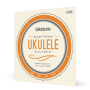 D'Addario EJ88B strings are designed specifically for baritone ukuleles. The 3rd and 4th string are a silver-plated copper wound on nylon complimented by a 1st and 2nd string which are made from our exclusive Nyltech material. This set is optimized for usage with standard DGBE tuning.