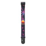 The Outrun Guitar Strap Line, features bright colors and imagery inspired by the retro 1980's outrun aesthetic. Designed for players of all genres, D'Addario woven straps offer designs that will please even the most discerning player. From iconic themes to unique patterns and artwork, these durable straps are sure to accent any guitar and are adjustable from 35" to 59.5" long.