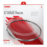 The E-Ring is an easy-to use external overtone control ring which floats on the surface of a drum head. It removes overtones and flattens the drum head's sound and allows for easier tuning. Available in 10-Pack 'Fillers' for 10, 12, 13, 14, 16 and 18. E-Ring Pre-packs are available, matching the most common drum set configurations.