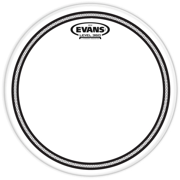 Evans™ EC2™ series features two plies of 7mil film with optimized attack, tone, length of sustain and ease of tuning for each size head. The Sound Shaping Technology (SST™) Edge Control ring mounted on the underside delivers an extremely well balanced and pre-EQ'd sound across the full kit by varying the size of the ring for each different head size.
