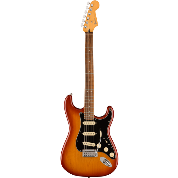 Fusing classic Fender® design with player-centric features and exciting new finishes, the Player Plus Stratocaster® delivers superb playability and unmistakable style.  At the heart of this Strat® is a trio of Player Plus Noiseless™ pickups – bright and touch sensitive, they offer classic Strat tone without hum.