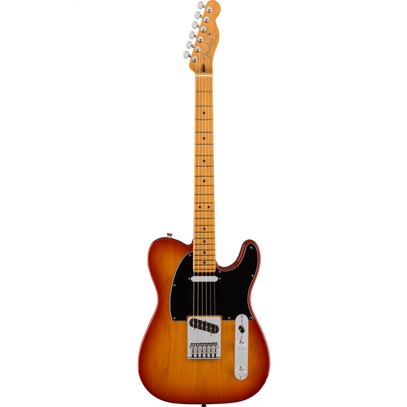 Fusing classic Fender® design with player-centric features and exciting new finishes, the Player Plus Telecaster® delivers superb playability and unmistakable style. Powered by a set of Player Plus Noiseless™ pickups, the Player Plus Tele® delivers warm, sweet Tele® twang – without hum. A push-pull switch on the tone control engages both pickups in series operation, delivering increased output and body. 