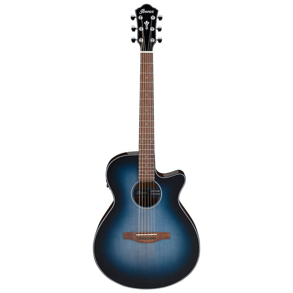 The Ibanez AEG50 - Indigo Blue Burst features a spruce top with sapele back and sides — a tonewood pairing that delivers a sweet, rounded tone with a prominent low end. A nyatoh neck with walnut fingerboard offers stellar playability and response.