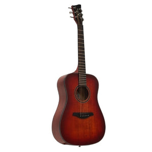 The Jay Turser JTA 53 SBL is a 3/4 Size Dreadnought Acoustic Guitar in Matte Satin Red.