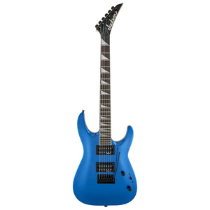 The Jackson JS22 DKA - Metallic Blue has an elegantly arch-topped basswood body, bolt-on maple speed neck with graphite reinforcement, compound-radius (12"-16") bound rosewood fingerboard with 24 jumbo frets and pearloid sharkfin inlays, and a bound headstock.