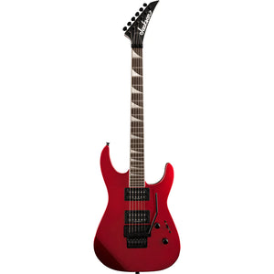 The Jackson SLX DX features a poplar body, through-body maple neck with graphite reinforcement and tilt-back scarf joint headstock. Hosting 24 jumbo frets, its 12"-16" fully bound compound radius laurel fingerboard curves more dramatically at the nut for easy chording and flattens out as it approaches the neck joint for low-action bends without fretting out.