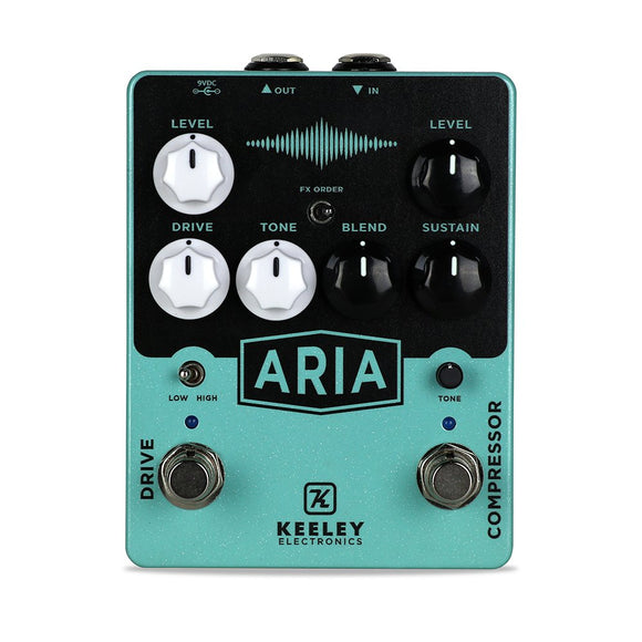 The Keeley Aria Compressor/Drive is a dual Compressor/Overdrive pedal that brings together two circuits that helped put Keeley on the map: The classic Red Dirt Overdrive and venerable Compressor Plus.