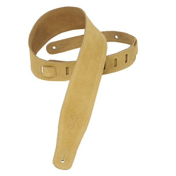 The Levy's 2 1/2” Tan, suede guitar strap is Adjustable from 38” to 51” in length.