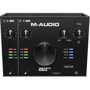 M-Audio’s streamlined AIR192X4 interface injects two channels of flawless 24-bit/192kHz audio into your session, courtesy of its ultra-pristine A/D converters and sleek I/O.