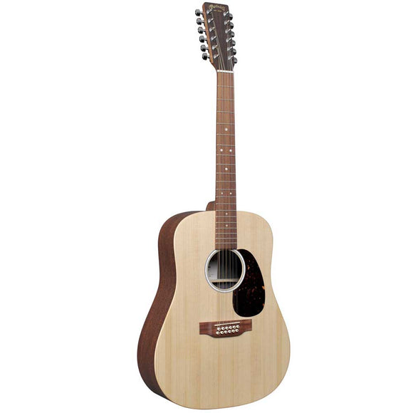 This Dreadnought sized model has a spruce top and figured mahogany pattern high-pressure laminate (HPL) back and sides