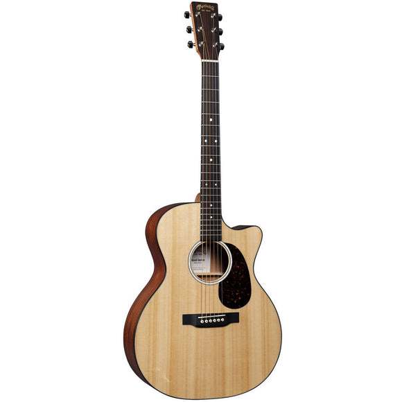 With a gorgeous glossed Sitka spruce top and sapele back and sides, this solid wood Grand Performance Martin GPC-11E w/ Gig Bag with cutaway is a great sounding guitar at an affordable price. New to this model are stunning mother-of-pearl pattern fingerboard and rosette inlays with a multi-stripe rosette border.