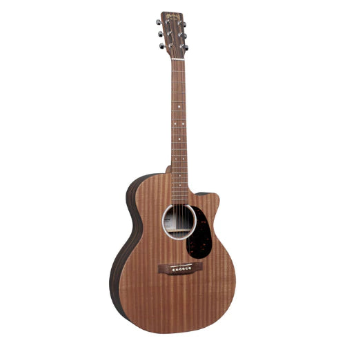 The Grand Performance sized Martin GPC-X2E Sapele w/ Gig Bag features a cutaway body with high-pressure laminate (HPL) back and sides. New mother-of-pearl pattern inlay on the rosette and fingerboard lend a richness to the GPC-X2E, making it as impressive to look at as it is to play.