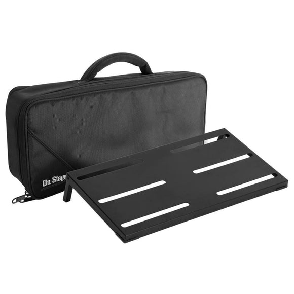 The On-Stage GPB4000 Guitar/Keyboard Pedal Board w/ Bag enables efficient, prewired set up and transportation for multiple effect pedals. The pedalboard securely holds up to 20 standard-size pedals.
