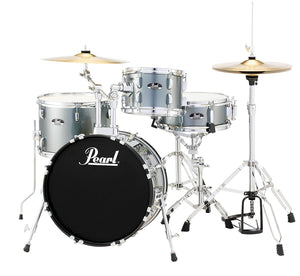 Pearl Roadshow drums are built with 9 ply 7mm Poplar shells and 1.2mm triple flanged hoops. This 4-piece drum set is perfect for beginners or drummers who want a smaller portable kit. 