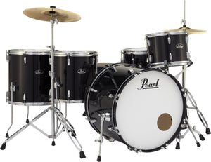 Comes with heads and double braced hardware. Includes 16" crash-ride cymbal, 14" hybrid hi hats, maple drumsticks, and professional stick bag.