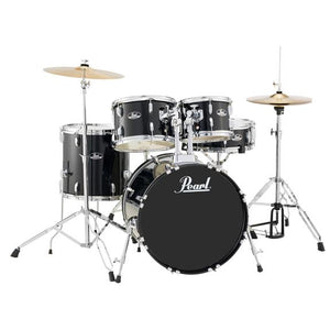 Pearl Roadshow 5-piece Drum Kit w/ 20" Bass Drum and Cymbals - Jet Black