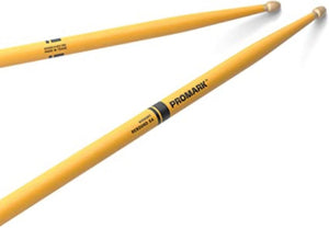 The Pro-Mark 5A Wood Tip Drum Sticks - Yellow are a comfortable 5A size. This makes them very versatile as they aren't too heavy or too light.