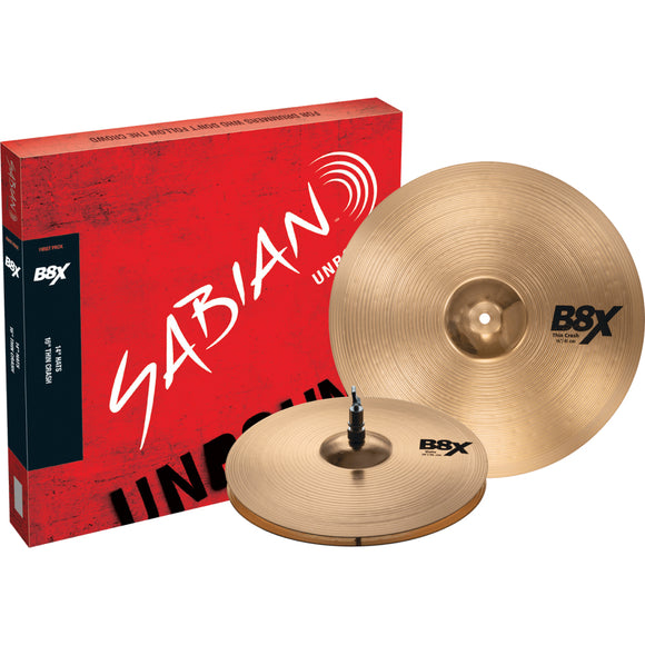 Sabian B8X First Pack w/ Hi-hats Great starter set with 14″ Hats, and 16″ Crash