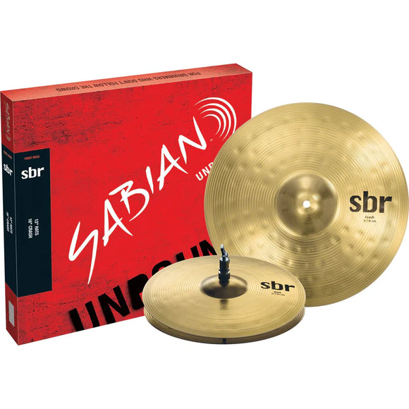Sabian SBR First Cymbal Pack Pure brass cymbals with a great look and sound. 13″ Hats, 16″ Crash