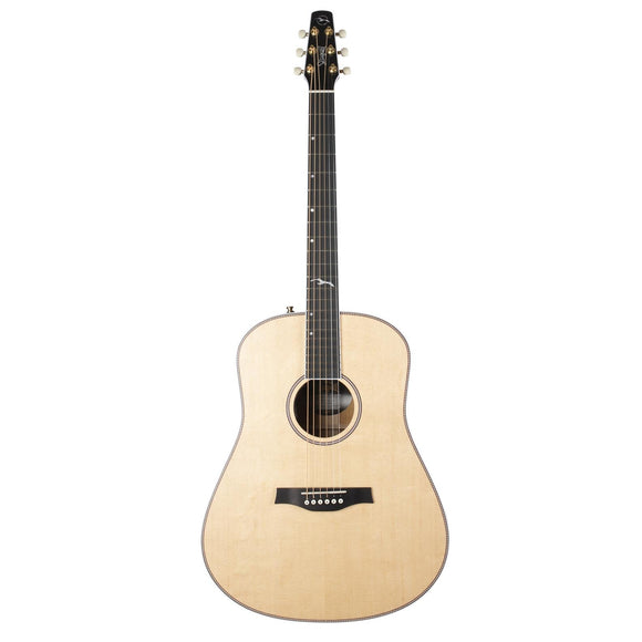 The Seagull Artist Mosaic EQ w/ Tric Case is a solid spruce top guitar with solid mahogany back and sides.  The spruce & mahogany combination typically produces a sweet warm sound. The Custom Polished finish further enhances the sweet sound of this combination.