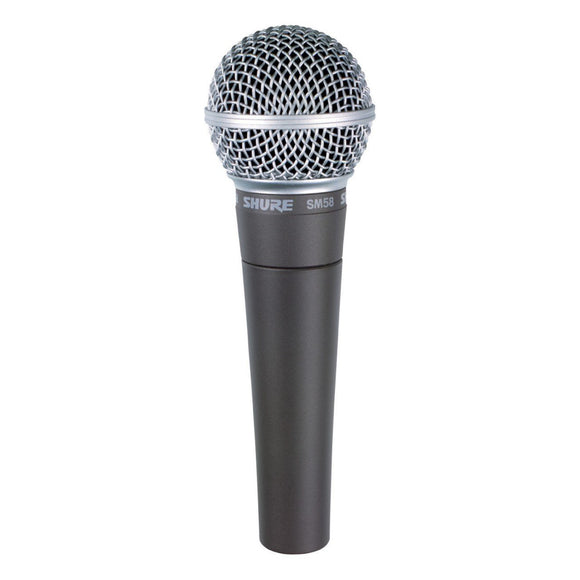 The Shure SM58 Vocal Microphone is designed for professional vocal use in live performance, sound reinforcement, and studio recording. Its tailored vocal response for sound is a world standard for singing or speech.