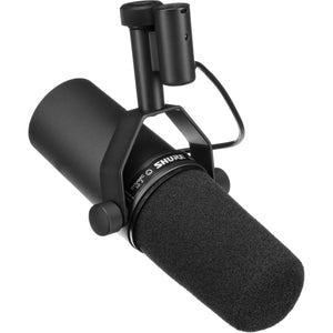The Shure SM7B Cardioid Studio Microphone delivers warm and smooth audio reproduction in close-proximity studio and vocal applications. Features include wide-range frequency response, bass roll off and mid-range control, and internal air suspension shock isolation.