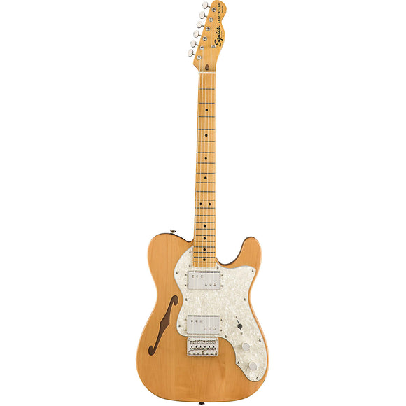 The Squier Classic Vibe '70s Telecaster Thinline - Natural is a faithful nod to the 1970s evolution of the Tele®, creating massive tone courtesy of the semi-hollow body and dual Fender-Designed Wide Range humbucking pickups. 